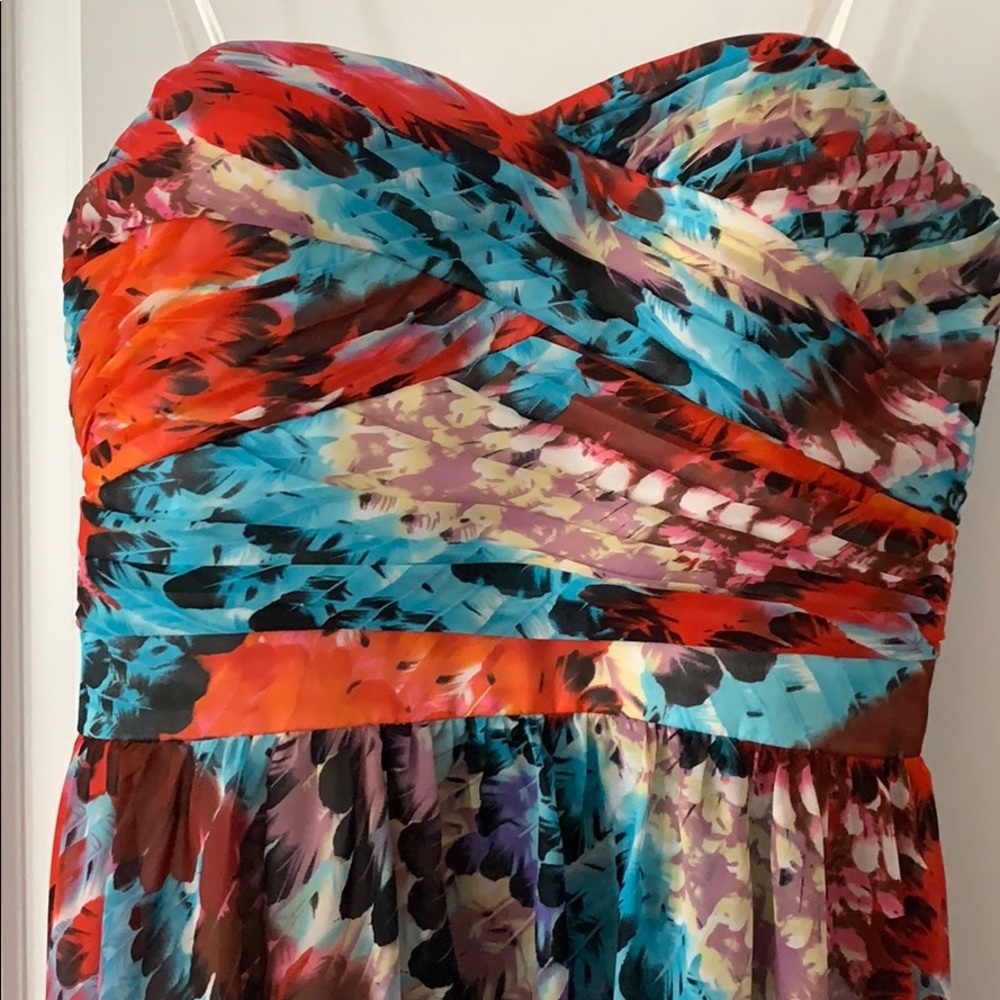 Aidan Mattox feather print highlow strapless dress - Picture 4 of 8